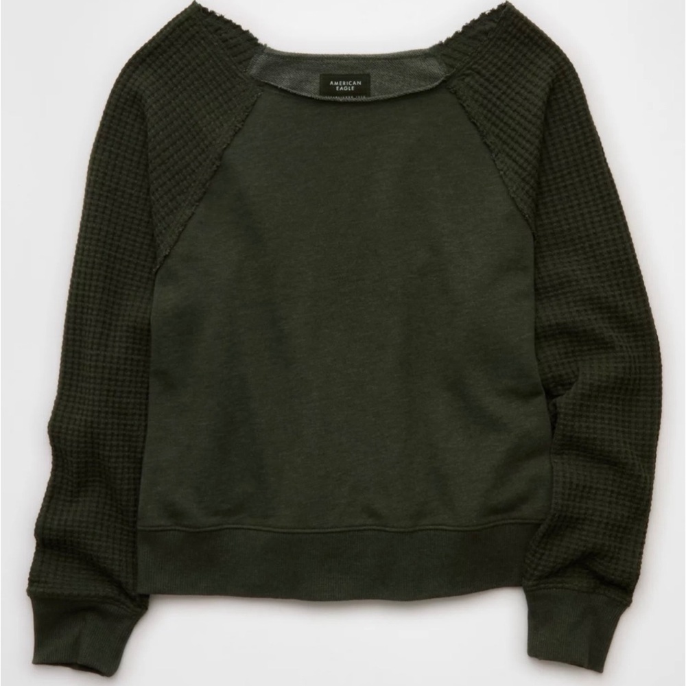 American Eagle Mixed Knit Green Sweatshirt New NWT